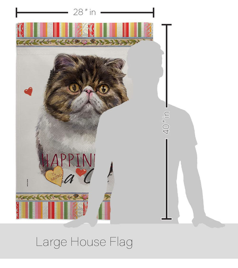 Breeze Decor Exotic Short Hair Happiness House Flag Pack Cat Kitten Meow Spoiled Paw Fur Pet Nature Farm Animal Creature Applique Banner Small Garden Yard Gift Double-Sided, Made in USA - PawsPlanet Australia
