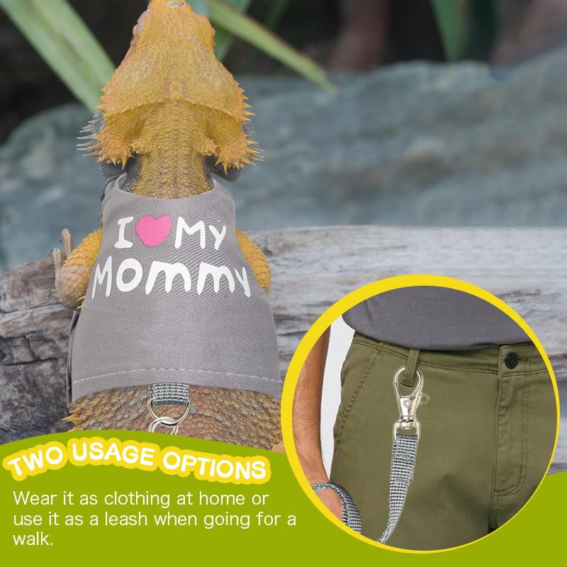 Bearded Dragon Leash and Harness Adjustable - Luminous Leash for Small Pets (Grey) Grey - PawsPlanet Australia