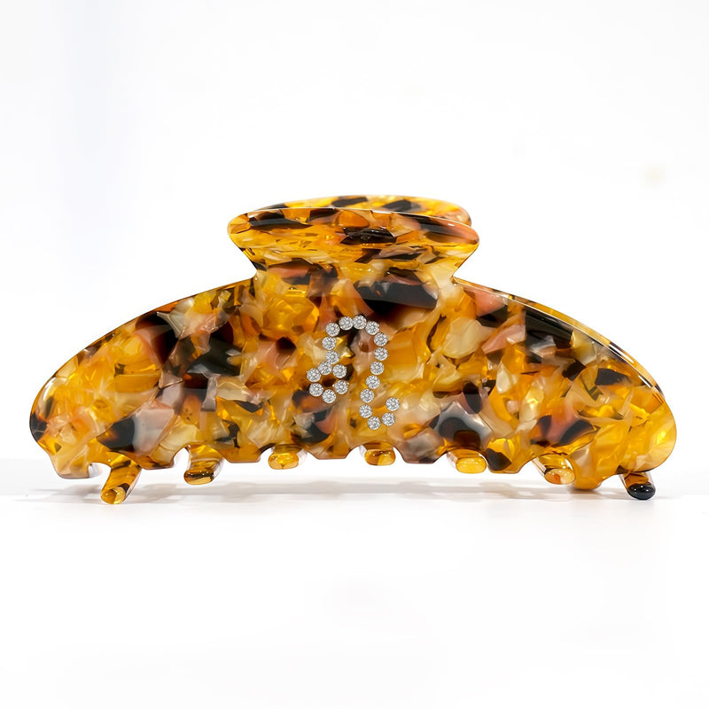 Night's Dream 1564 Zodiac Hair Claw Clips for Women - Premium Acetate Rhinestone Constellation Jaw Clips - Non-Slip Strong Hold for Thick Hair - Astrology Birthday Gifts (Leo, Large) Golden And Orange Marbled 1 Count (Pack of 1)