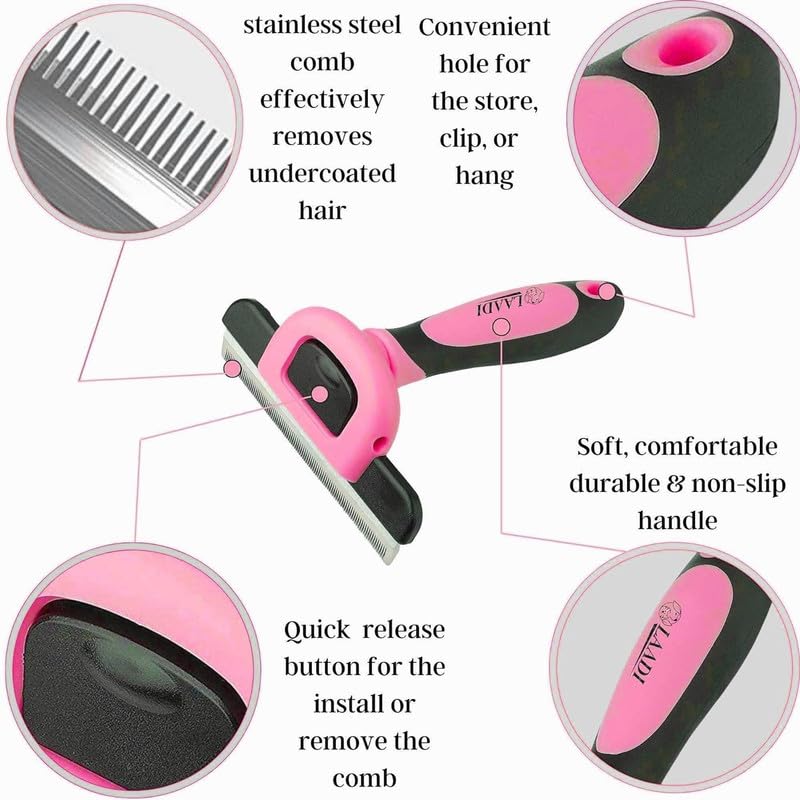 Deshedding Tool for Dogs and Cats - Reduces Shedding by Up to 95% in Less Than 10 Minutes—best Choice for Grooming and Deshedding Your Lovely Pets. Dog Brush Cat brush Horse Brush Rabbit Brush. Pink Large - PawsPlanet Australia