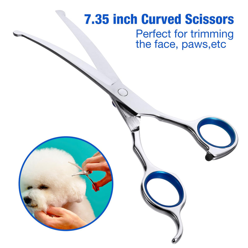 5 in 1 Dog Grooming Scissors with Safety Round Tips, Dog Grooming Scissors Kit, 4CR Stainless Steel Professional Pet Grooming Shears for Cat,Sharp and Durable - PawsPlanet Australia