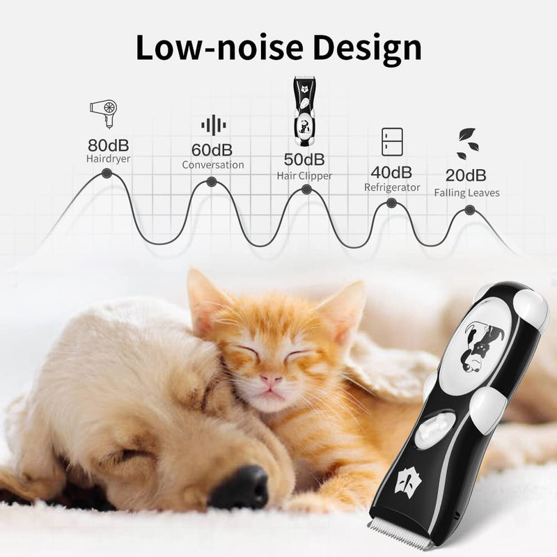 Dog Clipper Pet Grooming Kit Low Noise Cordless Dog Trimmer for Matted Hair Professional Cat Shaver Clipper Dog Razor for Small and Medium Animals Black - PawsPlanet Australia