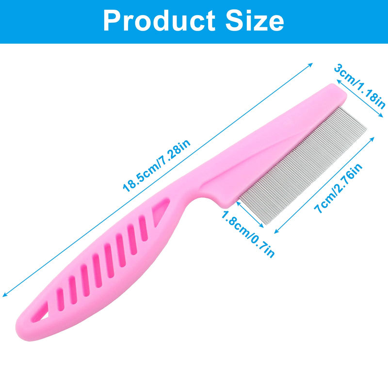 Flea Comb for Dogs and Cats, Metal Pet Lice Comb Fine Tooth Grooming Tool for Remove Anti Fleas and Flea Eggs(3pcs Pink) - PawsPlanet Australia
