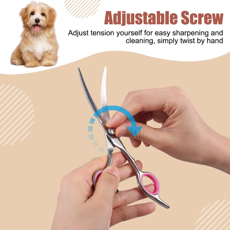 Dog Grooming Scissors, 6" Curved Cat Pet Groomings Shears Stainless Steel Cat Hair Cutting Eye Trimming Scissor for Dog Grooming Family Use - PawsPlanet Australia
