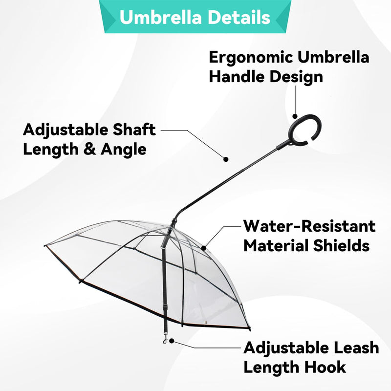 Namsan Clear Dog Umbrella for Small Dogs, Dog Umbrella Leash Keeps Dogs Dry in Rain Walking, Small Dog Rain Umbrella with Adjustable Leash, Self-Assembly