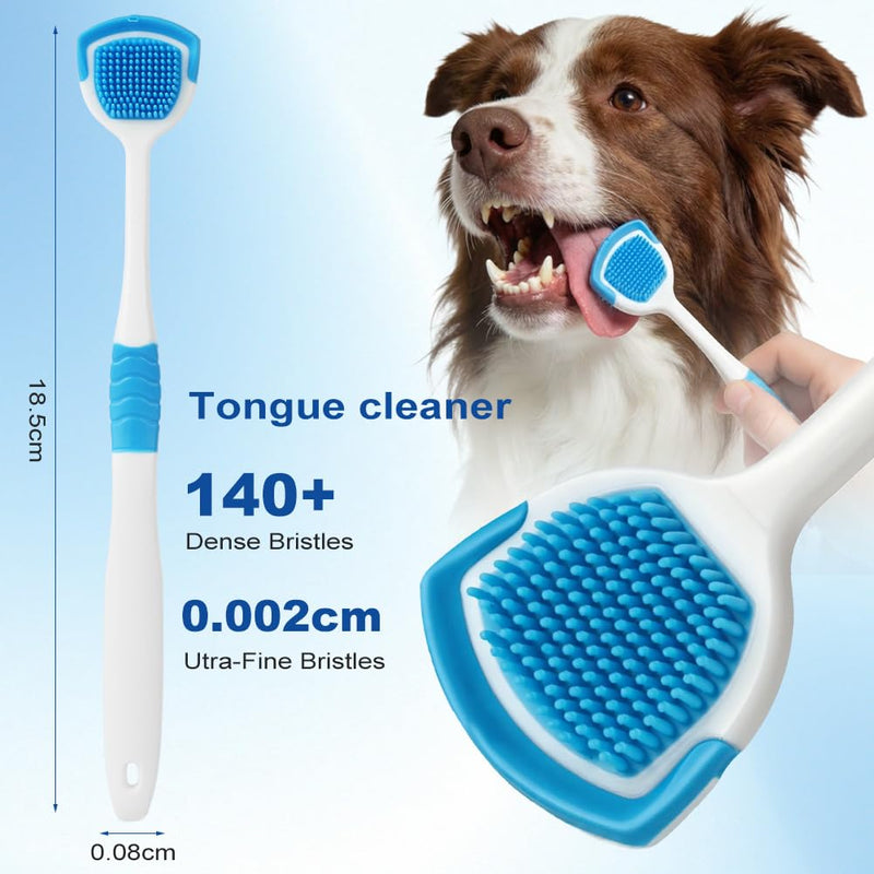 HOTUT 8Pcs Dog Toothbrush Set,Dog Finger Toothbrush,Triple-Head & Dual-Head Triple Heads,Tongue Pet Toothbrushes,Multi-Angle Puppy Dental Teeth Cleaning,Remove Plaque & Tartar Fights Bad Breath
