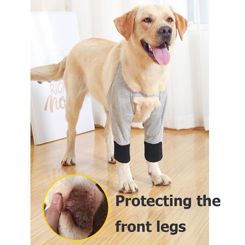 Surgery Recovery Sleeve Dog for Front Legs, Dog Front Leg Braces Recovery Sleeve Protector, Elasticity Elbow Pads for Dogs L gray