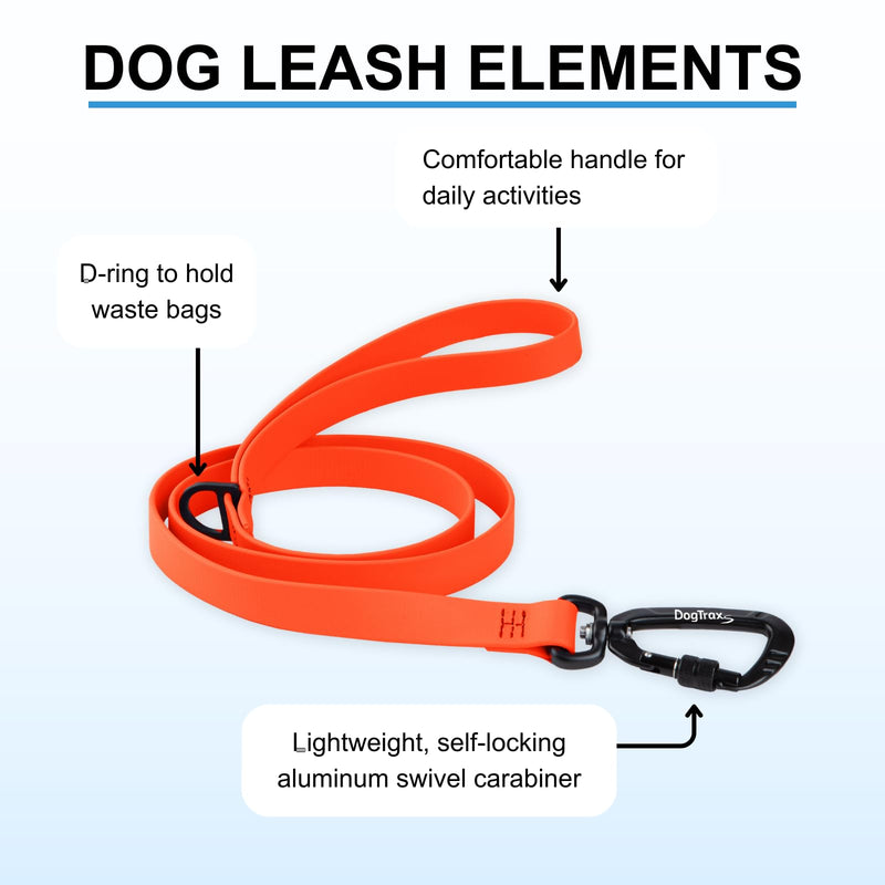 DogTraxs - Essential Dog Leash - Biothane Training Lead - for Small-Large Dogs - Waterproof & Odor Resistant - Self Locking Swivel Carabiner Durable - 3/4" x 3 Feet - Maroon - PawsPlanet Australia
