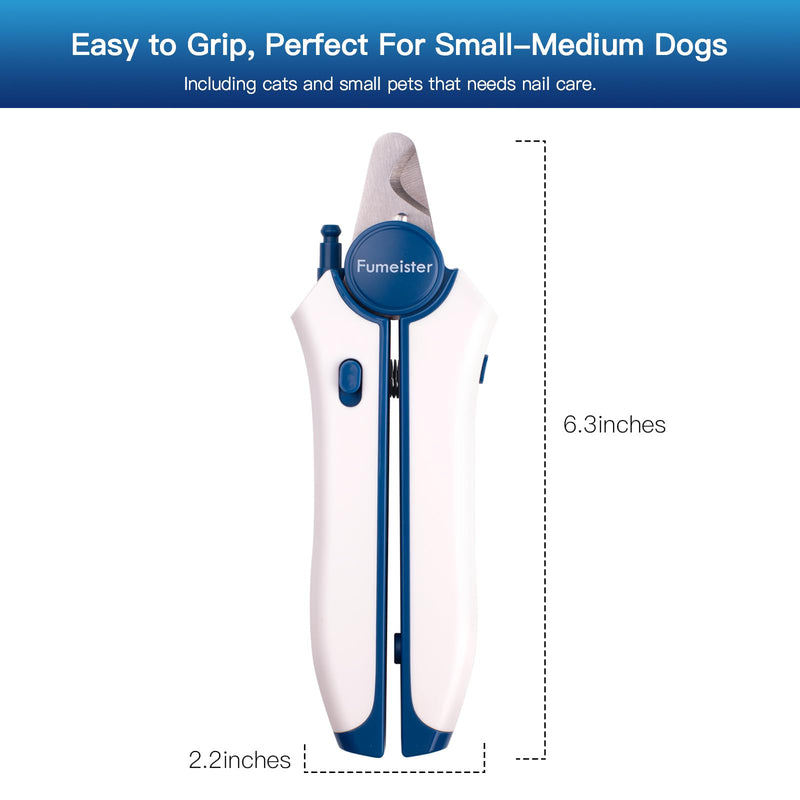 Type-C Rechargeable Dog & Cat Nail Clippers - LED Pet Nail Trimmer with Built-in Nail File, Extra Sharp Blades for Small & Medium Dogs, Indoor Cats (White-Blue) White-blue - PawsPlanet Australia