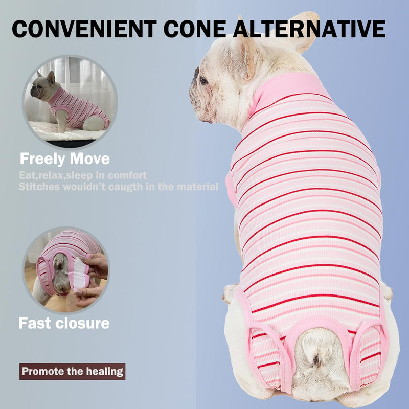 Dog Surgery Recovery Suit for Female Spay Post Surgery,Soft Surgical Recovery Puppy Onesie,Cone Alternative Recovery Bodysuit,Abdominal Wonds Anti Licking Surgery Suit,Striped Pink S Striped Pink - PawsPlanet Australia