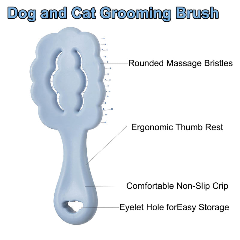 Cloud Shape Small Dog Grooming Brush - Soft Bristle Brush for Gentle Detangling & Massage - Ideal for Maltese, Shih Tzus, Yorkies, and Puppies - Portable & Durable Design, Blue - PawsPlanet Australia