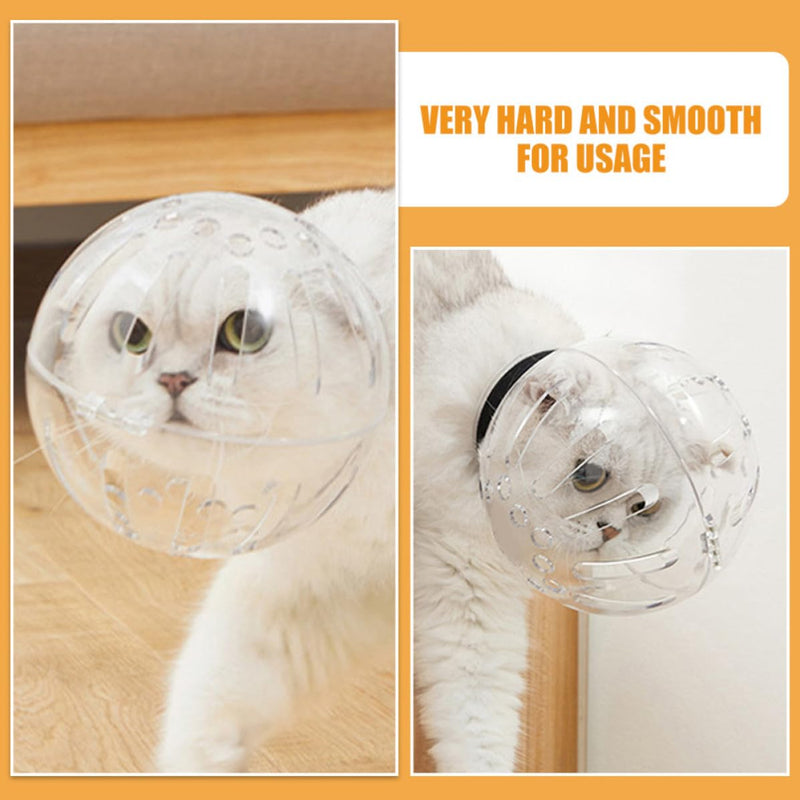 BESPORTBLE Transparent ABS Cat Helmet for Cats with a Neck Circumference of 27-31cm. Breathable and Protects Against Licking and Biting After Surgery for Recovery