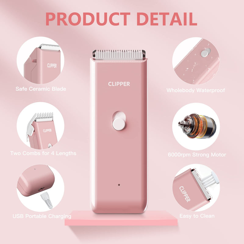 Dog Grooming Kit Electric Pet Paw Trimmer Low Noise Cordless Dog Clippers for Home Cat Hair Grooming,Waterproof Pet Grooming Tools with 9-Pieces (Pink) Pink Set