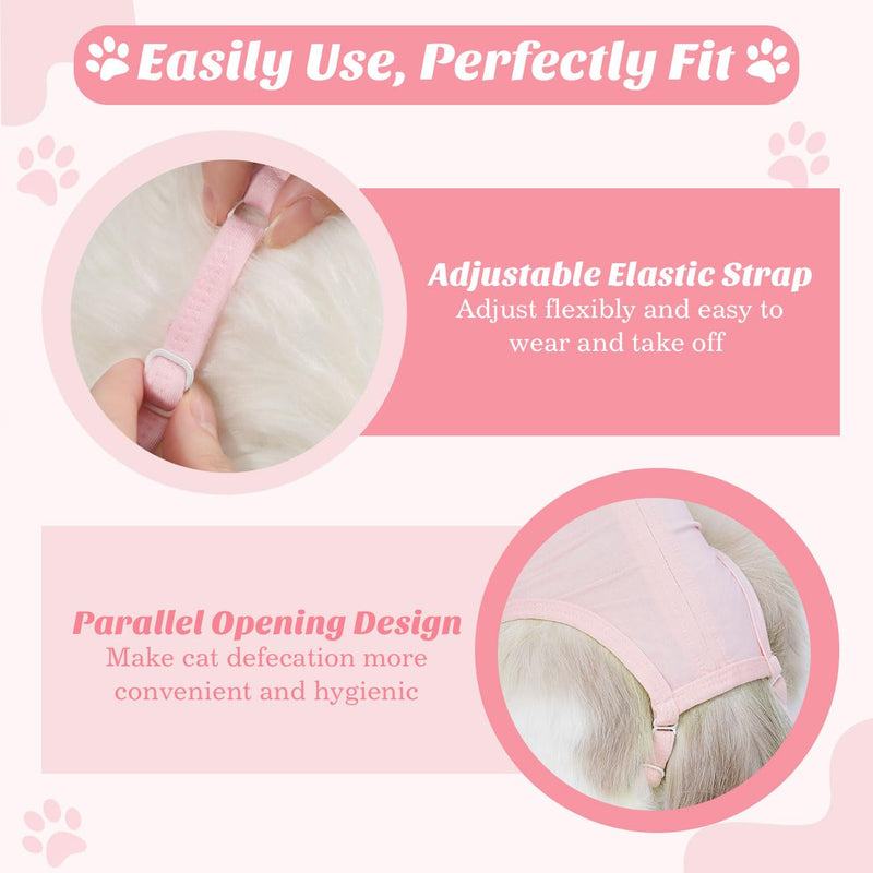 Cat Surgery Recovery Suit for Female Cat, Breathable Surgical Recovery Shirt for Abdominal Wounds Skin Diseases After Surgery, Soft Fabric Kitten Onesie, E-Collar Alternative for Cats, M Pink Medium - PawsPlanet Australia