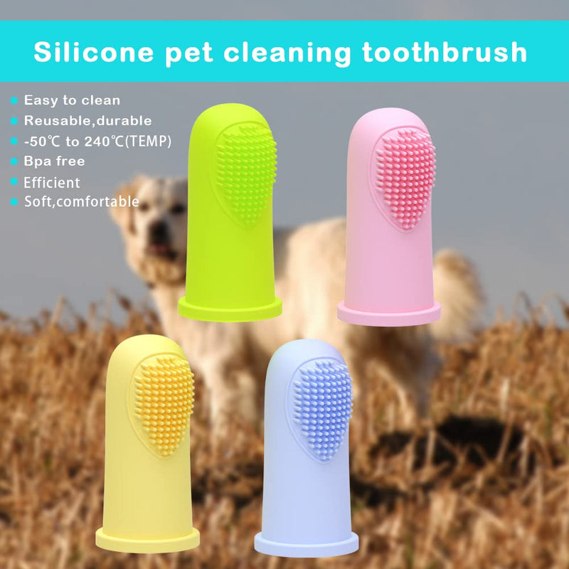 Dog Toothbrush Finger Toothbrush Set (4 Pack, with Dog Eye tears Black Chin Cleaning Tool) , Silicone Toothbrush，Soft bristles, Easy to Clean Teeth, Suitable for Dogs, Cats and Pets to use - PawsPlanet Australia