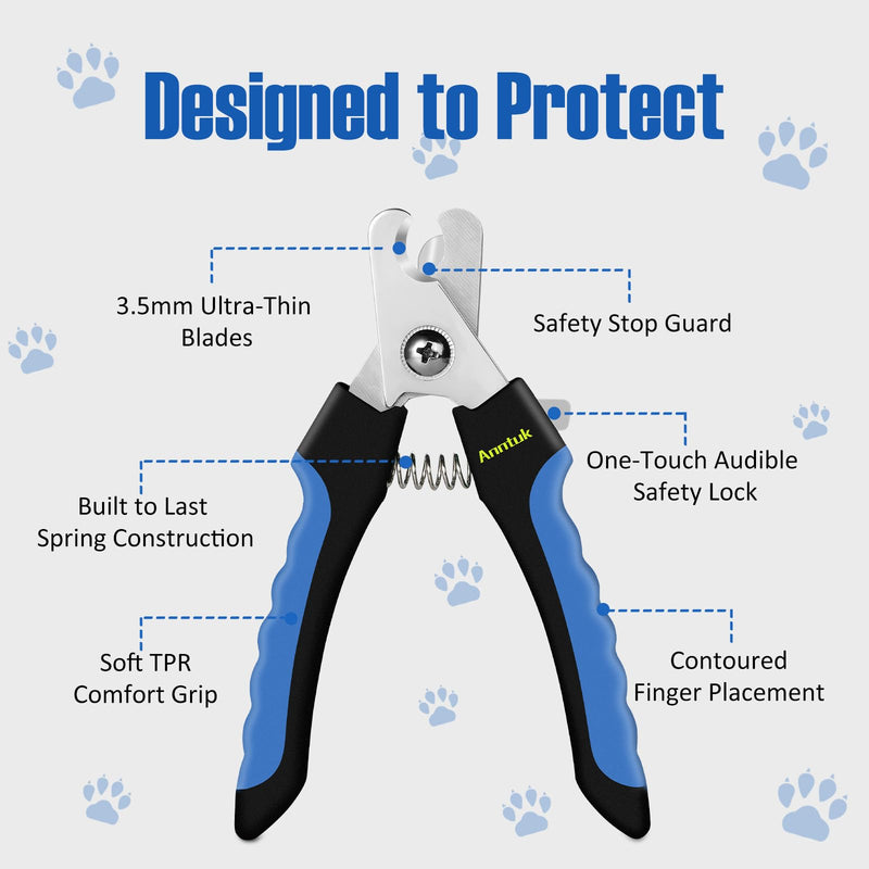 Dog Nail Clippers with Nail File, Ergonomic Dog Nail Trimmers to Avoid Over Cutting, Razor-Sharp Stainless Steel Blade with Safety Guard for Large/Small Pet Dogs, Blue - PawsPlanet Australia