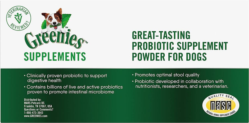 GREENIES Supplements Digestive Probiotic for Dogs Supplement Powder, 1 g. Packets, 90 Pack 90 Count - PawsPlanet Australia