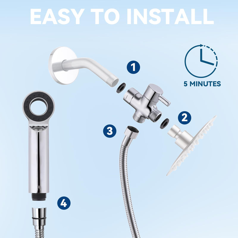 Dog Shower Attachment, 3 Mode Handheld Sprayer with ON/OFF Switch, G1/2" Metal Diverter, 100 Inches Stainless Steel Hose, No Drill Holder, for Pet and Dog Washing in Bathroom Black - PawsPlanet Australia