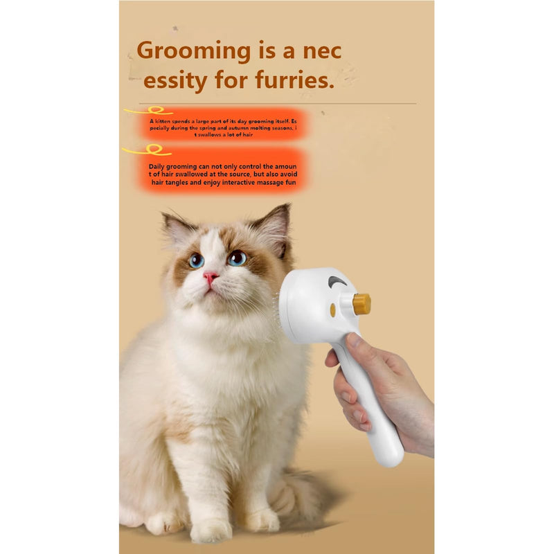 Cat Brush for Shedding Rechargeable Cat Steam Brushes for Indoor Cats Self-Cleaning Pet Grooming Tool for Long and Short Hair Steamy Dog Comb Cat Deshedding Hair Brush, Yellow - PawsPlanet Australia