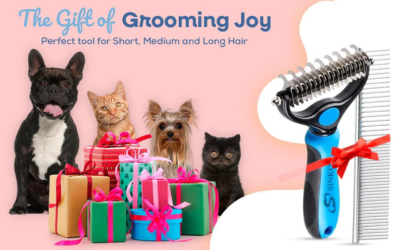 Sinko Undercoat Rake and Brush for Dogs and Cats - Deshedding Tool for Double Coats, Shedding Control (Brush and Comb) Brush and Comb - PawsPlanet Australia