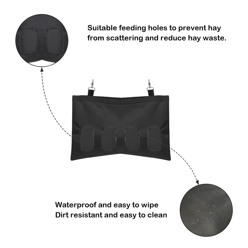 Rabbit Hay Feeder - Large Capacity Oxford Cloth Hanging Hay Bag - 4 Holes - 1 Pcs (Black) Black-4 Holes-1Pcs - PawsPlanet Australia
