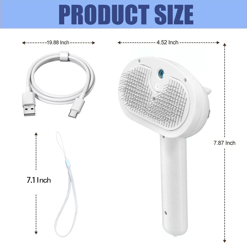 3 In 1 Grooming Brush For Cats & Dogs Spray Brush Carrying Water,Steam Generating Comb&Pets Cleansing Tools Cleaning&Massaging&Hair Removal -Gift For Pets (white) white - PawsPlanet Australia