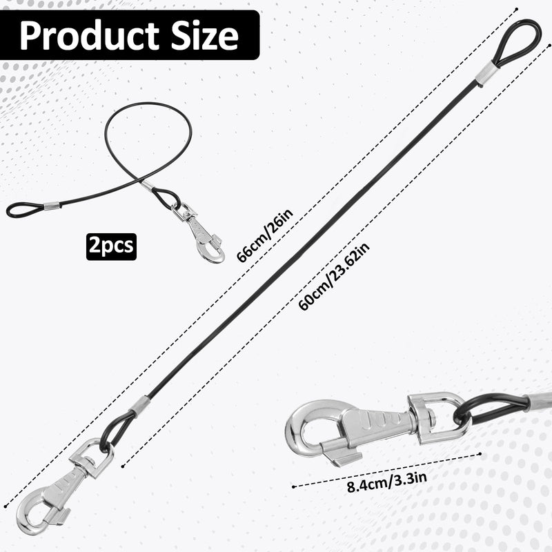 2 Pack Dog Collar Leash Extender Chew Proof Heavy Duty Dog Leash 60cm Metal Cable Leads for Any Leashes & Collar & Harness(Black) - PawsPlanet Australia