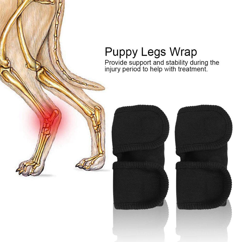 Zerodis Pack of 2 Pet Legs Brace Recovery Strap Bracket Elbow Protection Leg Warmers Knee Pads Surgery Wound Gaiters Protection Post-Operative Arthritis Leggings for Dogs Cats Pets (L-Black)