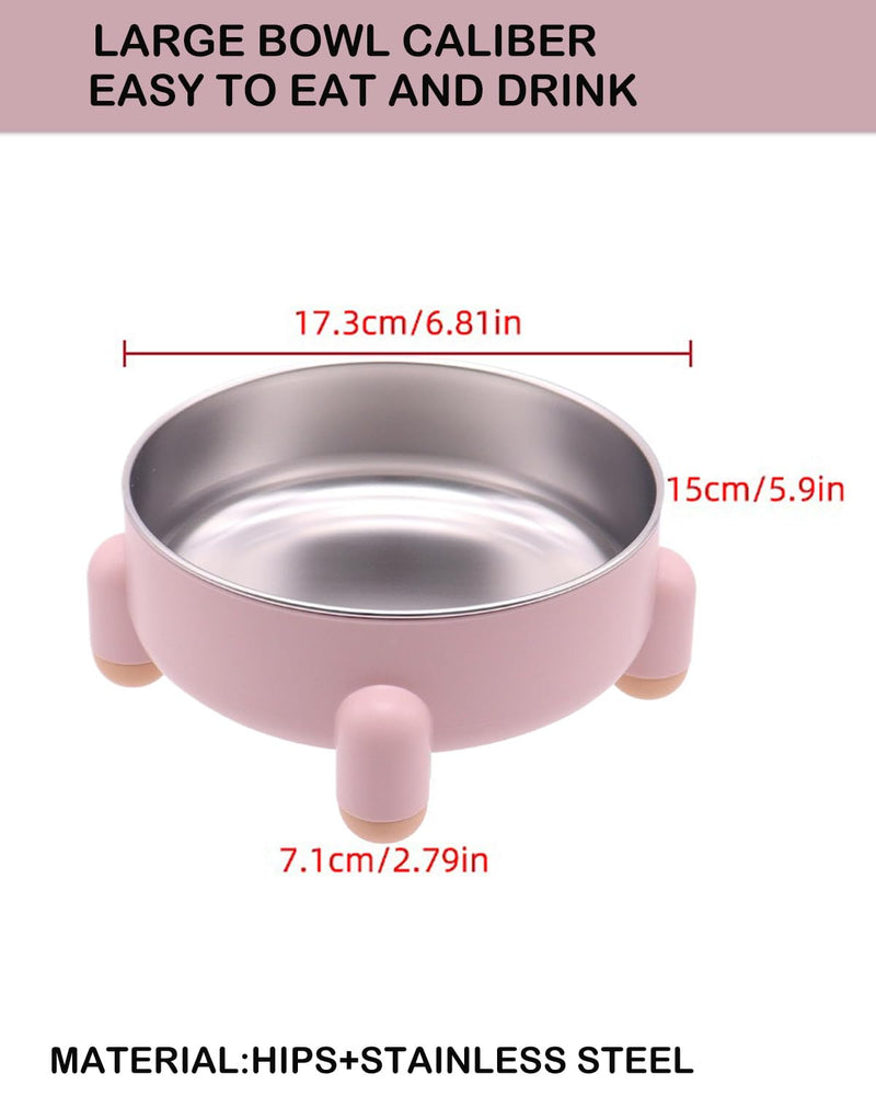 Elevated Cat Bowls 2-Pack, Stainless Steel Raised Cat Food and Water Bowls for Indoor Cats, Anti-Vomit Support, Whisker Fatigue Relief, Non-Slip Base, Dishwasher Safe, Pink 2 Pcs - PawsPlanet Australia