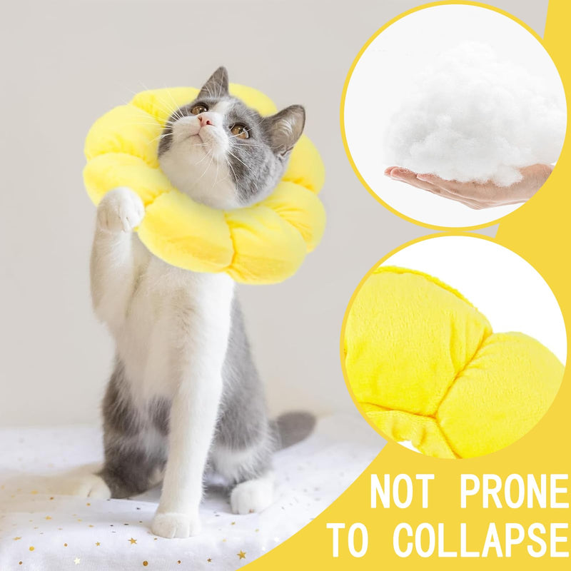 Cat Collar, Cat Collar with Flower Shape, Soft, Leak Protection for Cats and Small Dogs, Yellow, Cotton, Adjustable, Protection During Recovery