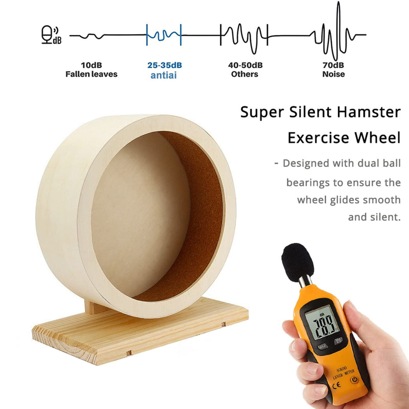 Hamster Wooden Silent Wheel, Small Animal Exercise Wheel Accessories, Quiet Spinner Hamster Running Wheels Toys for Hamsters,Guinea Pig, Gerbils, Mice and Other Small Pets,8.2' Medium Size - PawsPlanet Australia