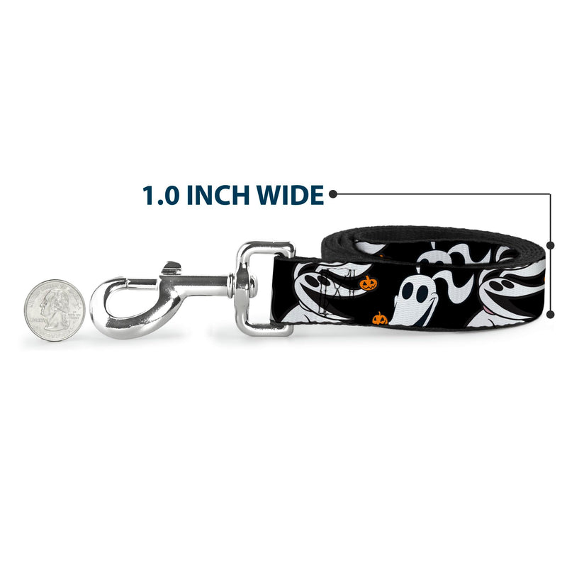 Disney Pet Leash, Dog Leash, Nightmare Before Christmas Zero Pumpkin Expressions, 6 Feet Long 1.5 Inch Wide 6 Feet Long - 1.5" Wide