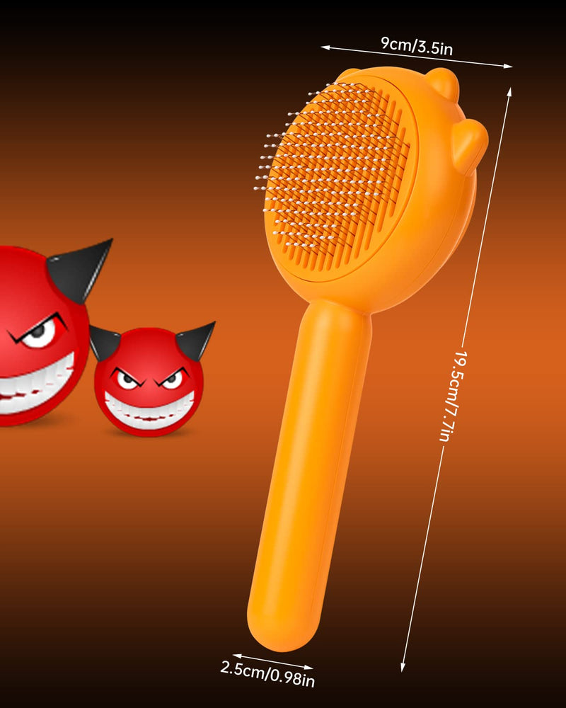 Self-Cleaning Dog & Cat Slicker Brush, Skin Friendly Deshedding Grooming Tool for Long or Short Haired Dogs Cats Rabbits, Dog Shedding Brush with Release Button - Pumpkin - PawsPlanet Australia