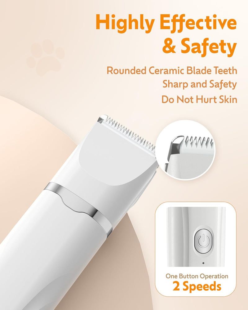 Dogs Hair Clippers Grooming Kit with Nail Grinder, 4 in 1 Cordless Electric Trimmer Low Noise USB Rechargeable, Pet Trimmer for Grooming Paws, Eyes, Ears, Face,Nail, Matted Hair for Small Dog Cat - PawsPlanet Australia