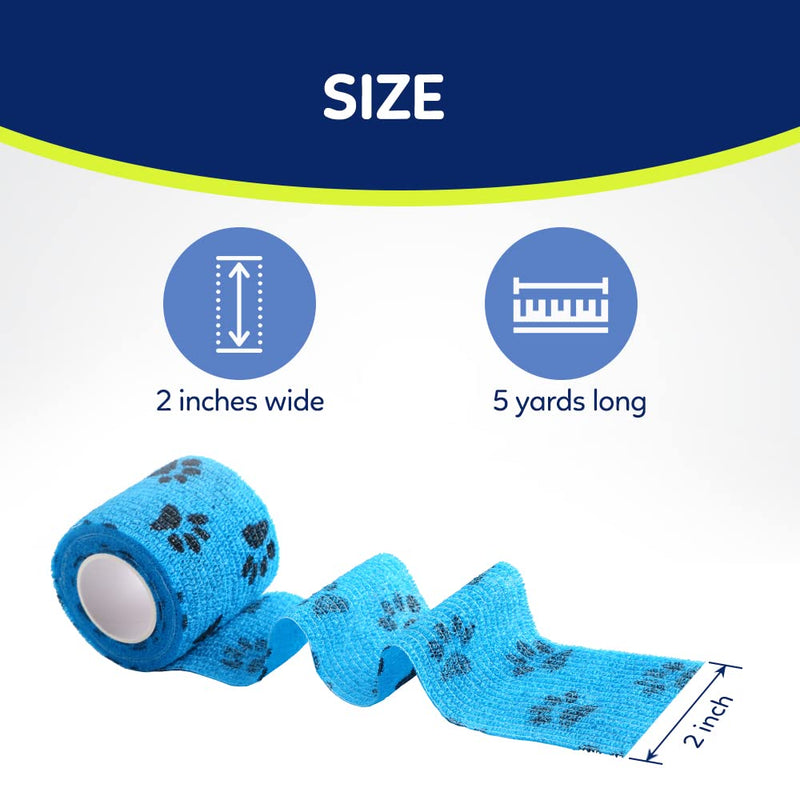 WePet Pet Wrap, Self-Adhesive Non-Woven Bandage, Emergency Cohesive Gauze, for Dogs, Cats, Horse, Birds, Wounds, Wrist Healing, Ankle Sprain, 2 Inch, 12 Rolls 2 Inch (Pack of 12) Claw A - PawsPlanet Australia