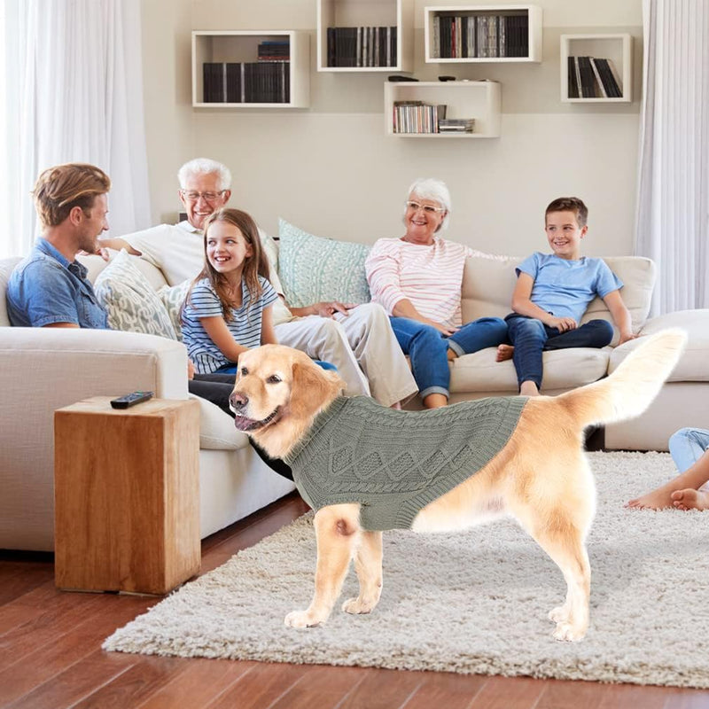 BINGPET Thermal Knitted Dog Sweater for Small Medium Large Dogs,Winter Dog Cat Coat Warm Sweartershirts Outfits,Classic Cable Knit Turtleneck Pullover Dog Jumper Coat Warm Sweartershirts Grey - PawsPlanet Australia