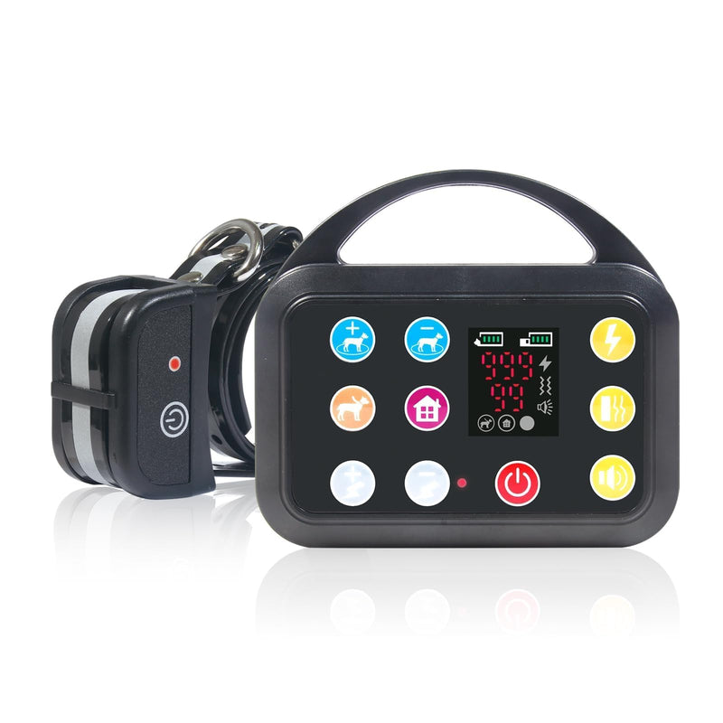 Plkm Dog Wireless Fence Indoor Outdoor Electric Fence Dog Training Collar Pet Intelligent 3 in 1 System, AI Technology Out-of-Range Reminder, Adjustable Range Shock Strength, Rechargeable Waterproof Black