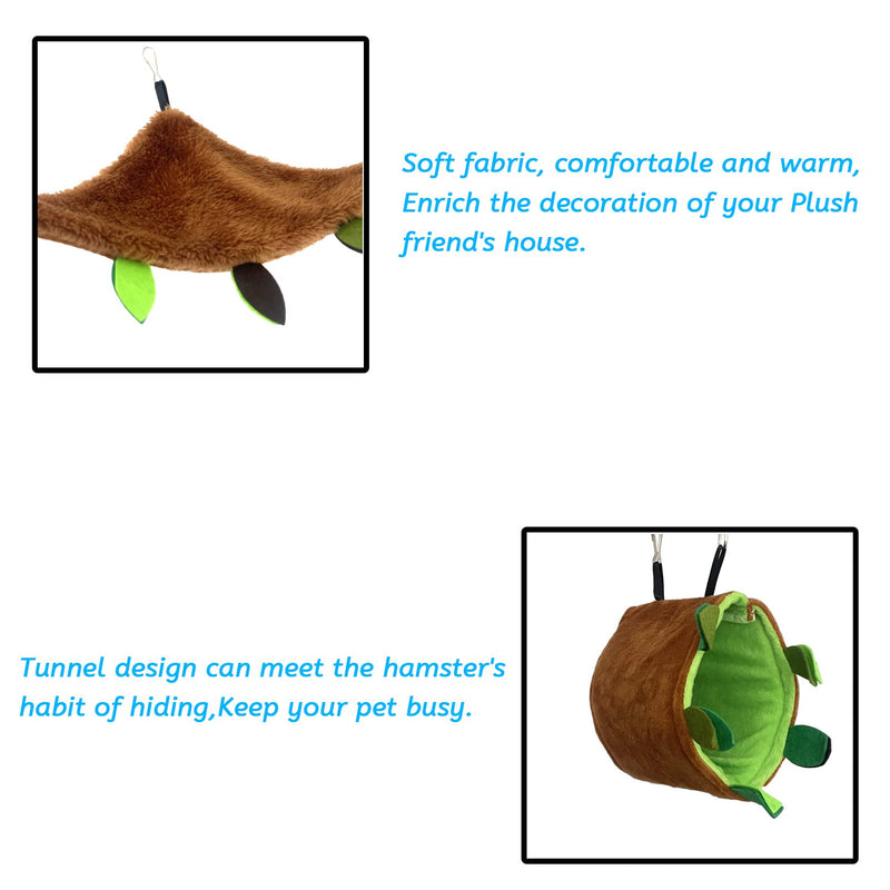 kathson Hamster Hammock Bed Small Animals Hanging Hammocks with Squirrel Cage Accessories Hang Tunnel Swing for Sugar Glider Toys Rat Swing Jungle Set Plush Hamsters Warm Beds (5 Pcs) - PawsPlanet Australia
