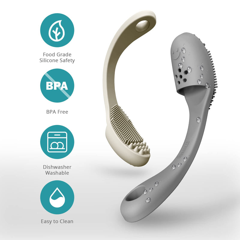 Coomazy Dog Finger Toothbrush, Dog Tooth Brushing Kit with Food Grade Silicone, Easily Clean Teeth Dirt, Suitable for Medium and Large Dogs, 2-Packs, Beige+Grey Grey+beige - PawsPlanet Australia