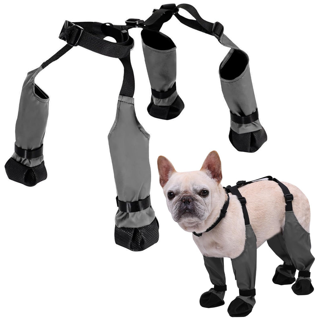 BECEMURU Suspender Dog Boots Leggings with Anti-Slip Rugged Rubber Sole, Dogs Paw Protector, for Outdoor Walking, Hiking, Waterproof and Anti-Fall Dog Shoes with Adjustable Auxiliary Strap Gray (M) Medium - PawsPlanet Australia