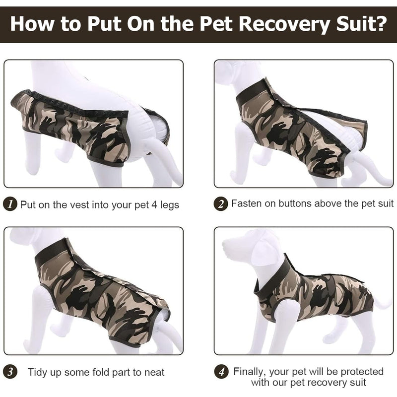 Body Dog After Surgery, Surgery Body Dog Castration Dog Body After, Wound Protection Professional Pet Recovery Suit, Dog Pajamas for Small Medium Dogs (Camouflage, M)