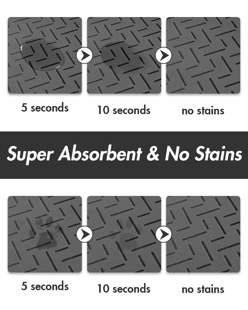 MontVoo-Absorbent Pet Feeding Mat-No Stains Quick Dry Dog Mat for Food and Water Bowl-Rubber Backing Dog Food Mat Dog Water Dispenser Mat-Dog Accessories Pet Supplies-Dog Water Bowl for Messy Drinkers 12" x 19" Dark Grey - PawsPlanet Australia