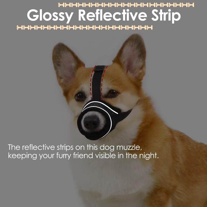New Dog Muzzle, Mesh Muzzle for Dogs Breathable Drinkable, Grooming Muzzle No Barking Biting Anti Drop Adjustable Reflective Strap, Soft Pet Muzzles for Puppy Small Medium Sized - PawsPlanet Australia