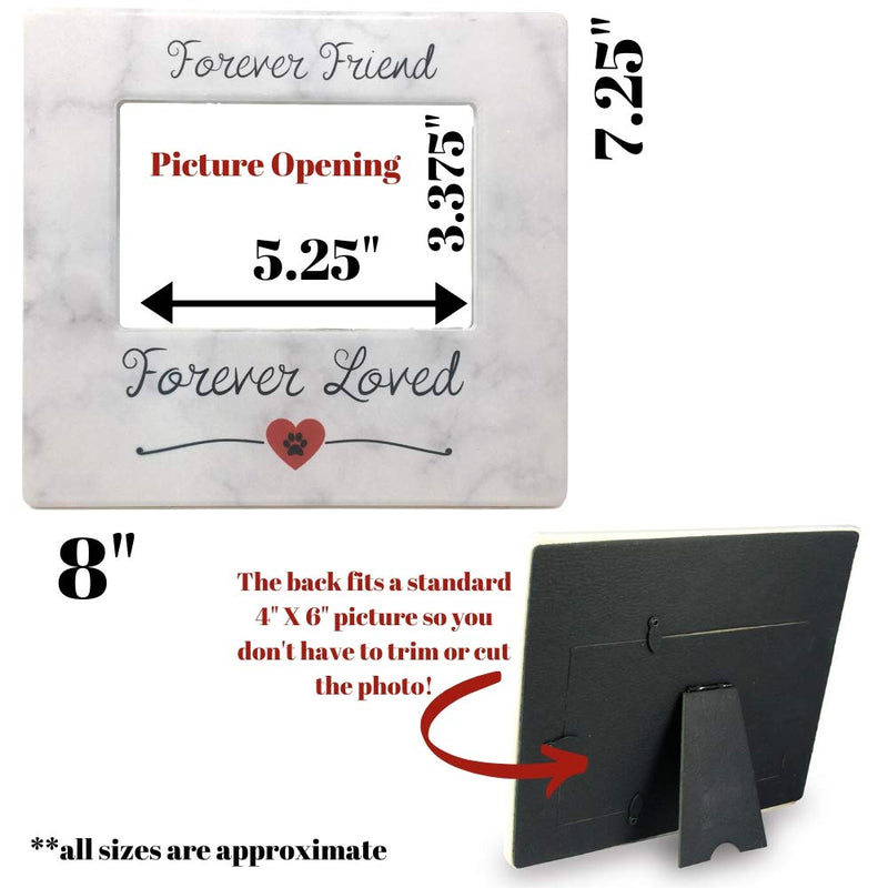 BANBERRY DESIGNS Pet Memorial Frame - Forever Friend Forever Loved Paw Print and Heart Design Picture Frame - 4 X 6 Photo Opening - Loss of a Dog or Cat Sympathy Remembrance - PawsPlanet Australia