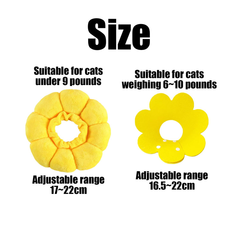 1 x Sunflower Cat Collar, 1 x Felt Hood, Adjustable Pet Collar, Anti-Leak Hood for Post-Operative Recovery, Pet Accessories