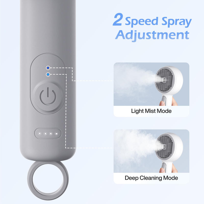 Steam-Like Spray Cat Brush - 3-in-1 USB Rechargeable Deshedding & Self-Cleaning Brush with Water Mist for Long & Short Hair Cats Dogs, Waterproof, 2 Speed Settings