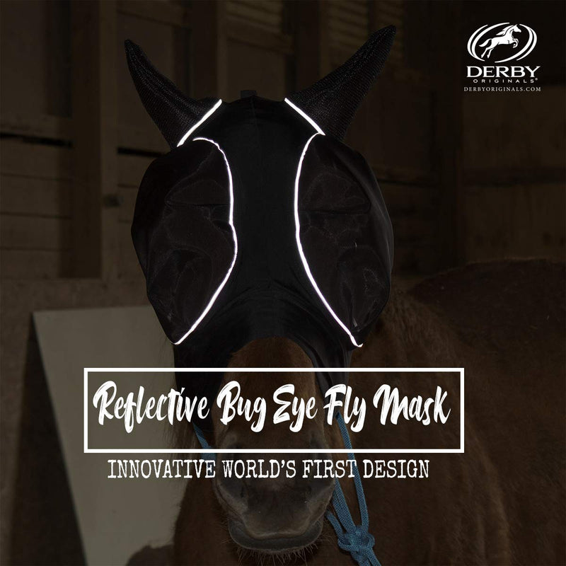 Derby Originals Reflective Lycra Fly Mask with 1 Year Warranty Mesh Eyes and Ears,Royal Blue,Medium (Cob/Arabian),72-7177-RBL-MED Royal Blue Medium (Cob/Arabian)