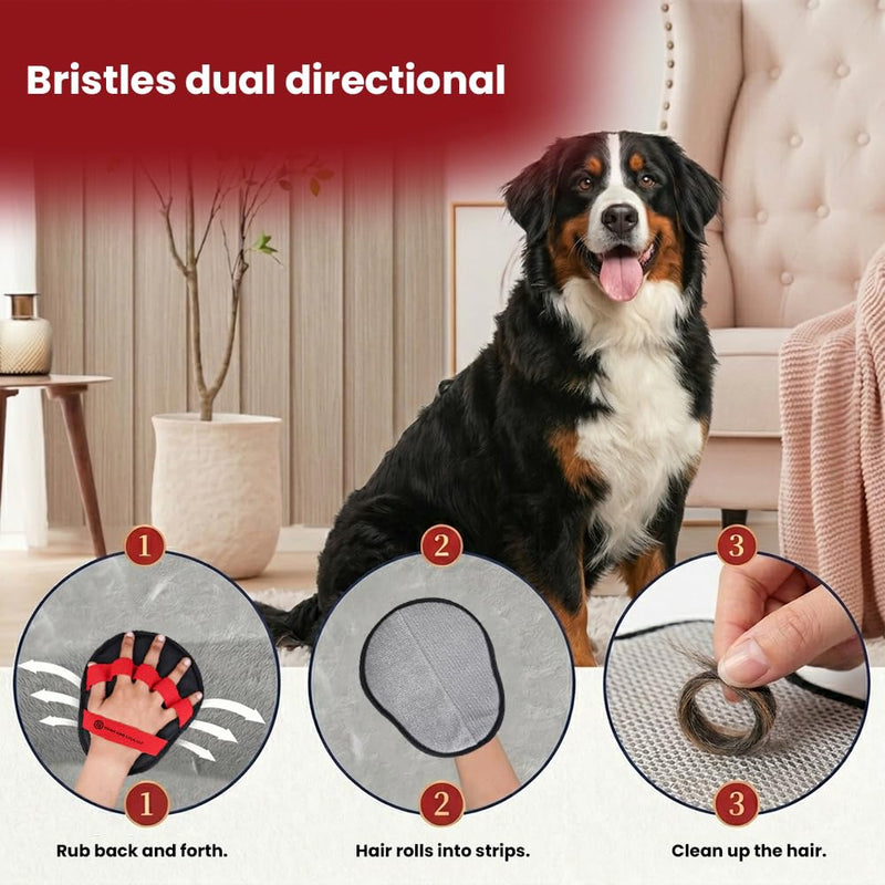 Pet Hair Removal Glove for Cats & Dogs, Upgraded Five-Finger Electrostatic Pet Hair Remover Tool with 3 in 1 Lint Remover, Reusable Magic Brush Pet Hair Remover Glove for Couch, Carpet, - PawsPlanet Australia