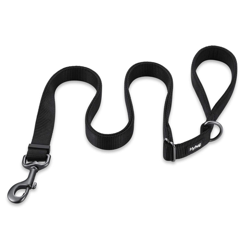 Hyhug Nylon Adjustable 4-6ft Dog Leash with Soft Neoprene Padded Handle, Durable Heavy Duty Leash with Easy-to-Use Bolt Snap, Ideal for Jogging Outdoor Small Adjustable 6 Feet Obsidian Black - PawsPlanet Australia
