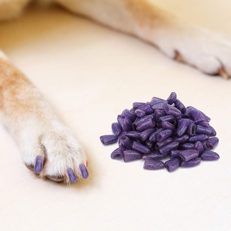 100PCS Dog Nail Caps, Pet Dog Soft Claws Nail Cover Dog Claws Glue Applicators Nail Cover for Cat Claws(L-purple) L Purple - PawsPlanet Australia